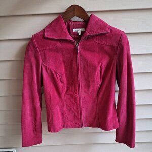 Vintage Magenta Suede Leather Jacket